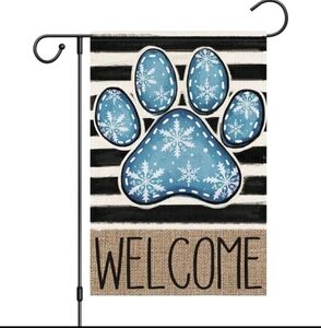 Choose Any 2 For $12 - Light Blue Snowflake Paw Print Welcome Flag